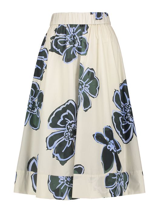 Beige rok met groene bloemenprint Rosso 35