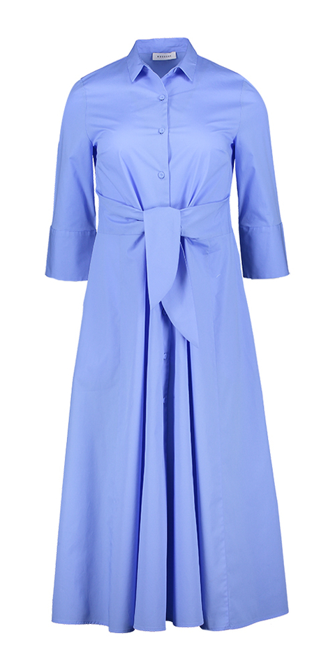 Blauwe katoenen jurk met strik detail Rosse 35