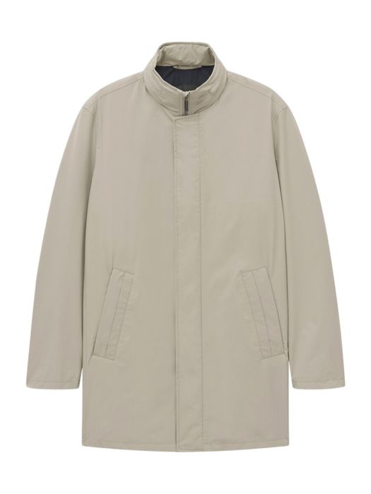 Grijze waterafstotende mantel met kap in de kraag Bugatti