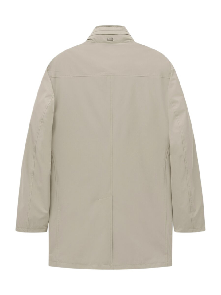 Grijze waterafstotende mantel met kap in de kraag Bugatti