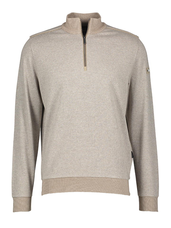 Beige trui structuur met rits Bugatti 