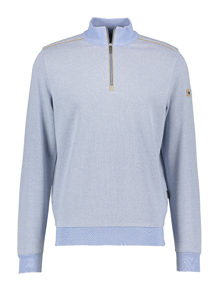 Blauwe trui structuur met rits Bugatti 