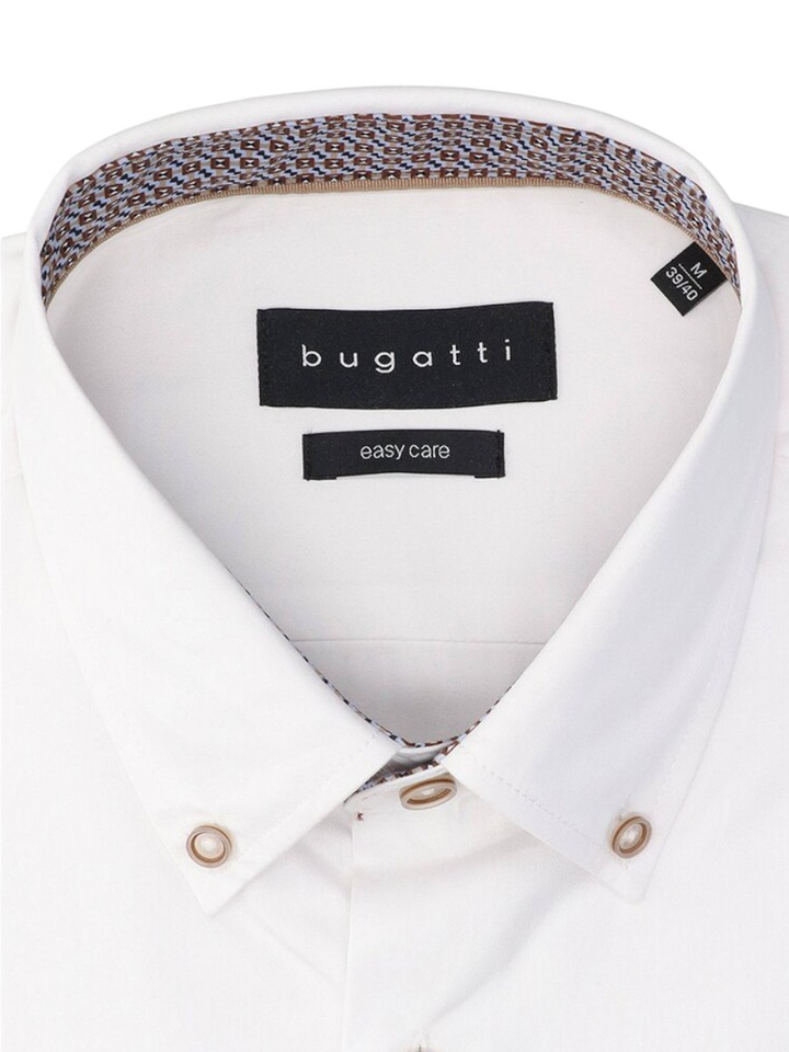 Wit katoenen hemd (regular fit) met lange mouwen Bugatti