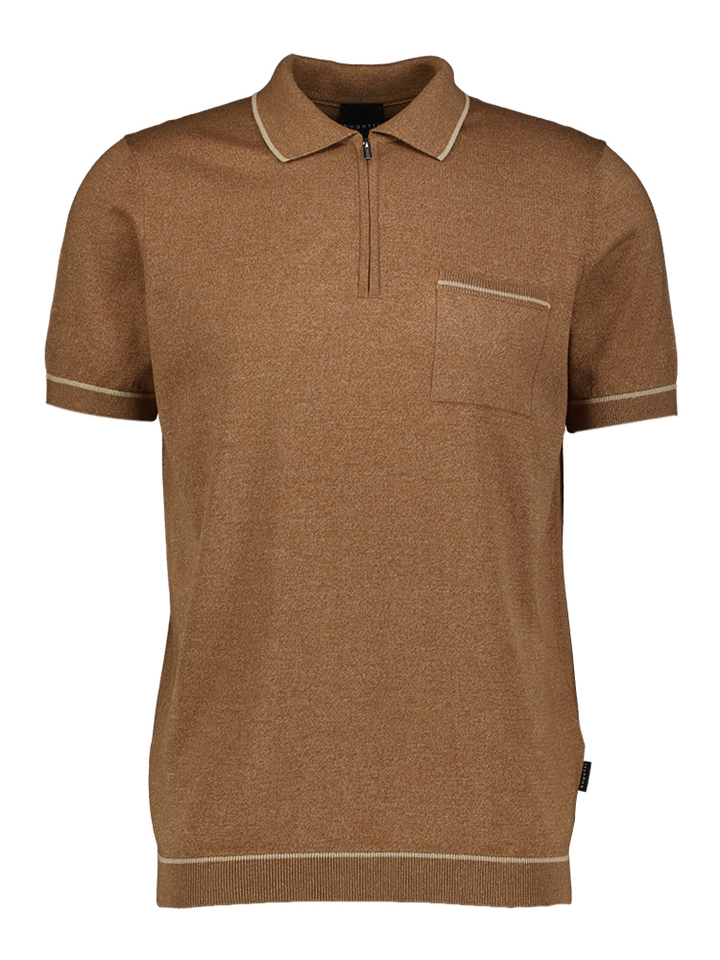 Bruine polo met ritssluiting Bugatti