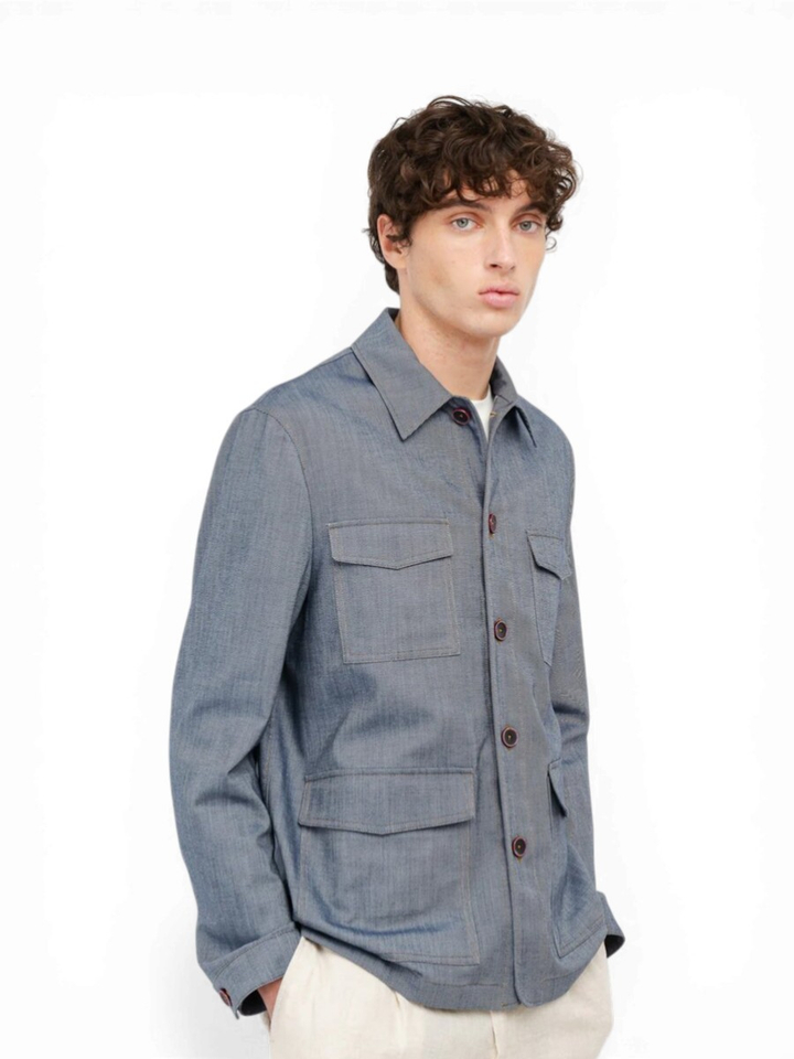 Blauwe vest met structuur Manuel Ritz