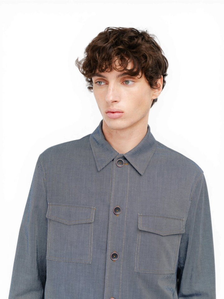 Blauwe vest met structuur Manuel Ritz