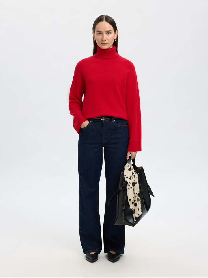 Christian red trui met rolkraag Selected Femme 