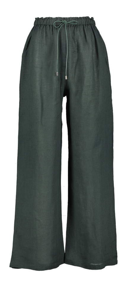 Donkergroene linnen geklede broek Lucia Bad Habits