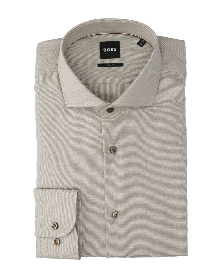 Open brown katoenen hemd (slim fit) met lange mouwen Hugo Boss