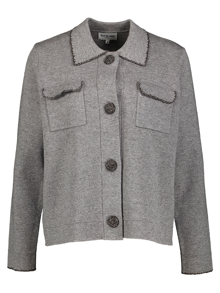 Grijze cardigan met knopen Leo & Ugo
