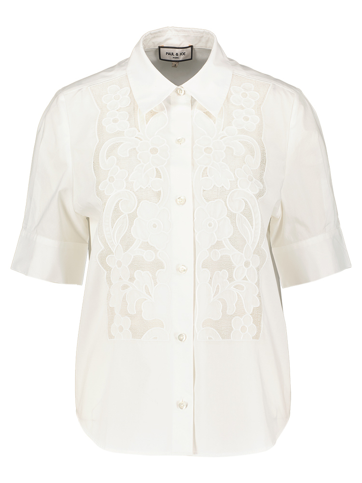 Witte bloes met bloemendetail Floriane Paul&Joe