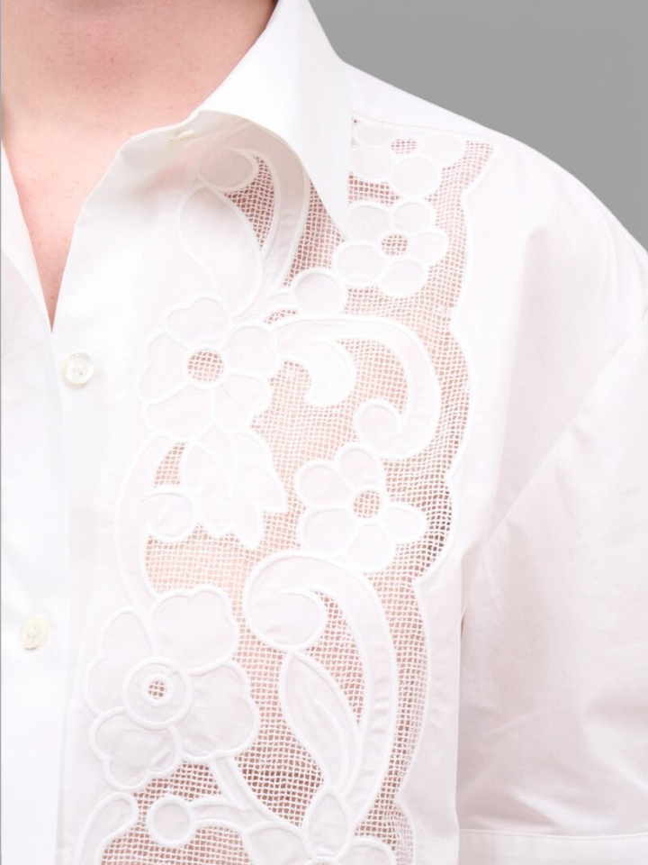 Witte bloes met bloemendetail Floriane Paul&Joe