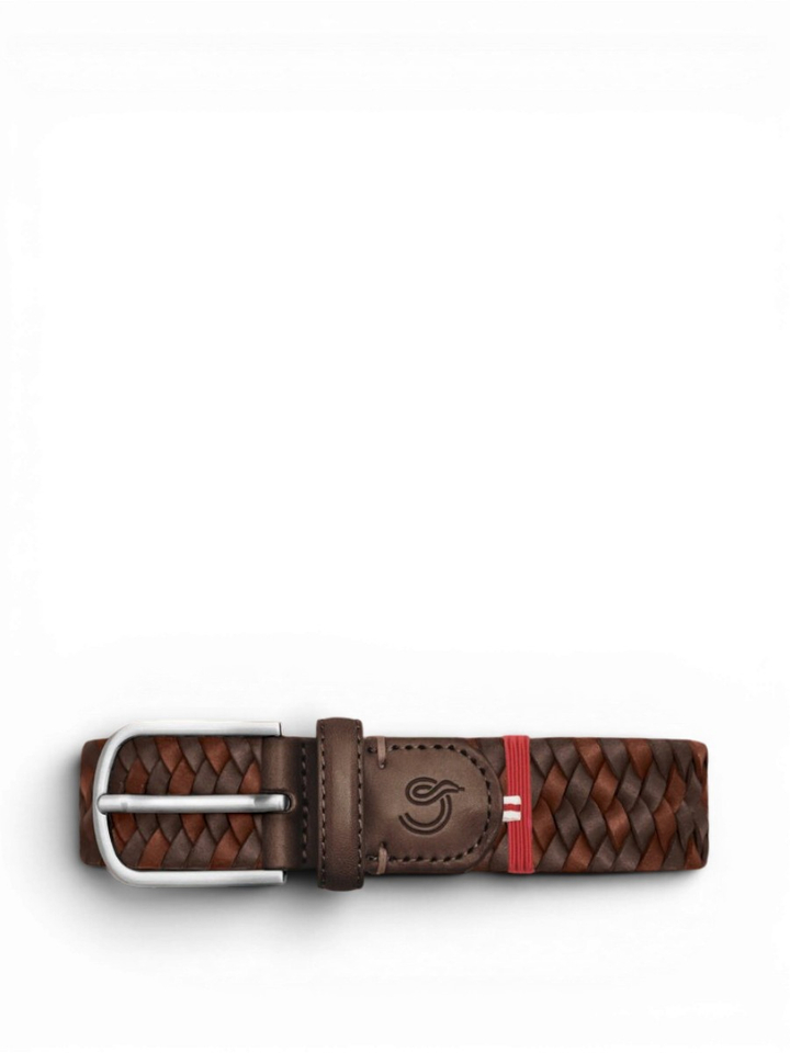Bruin en camel geweven riem Bologna La Boucle