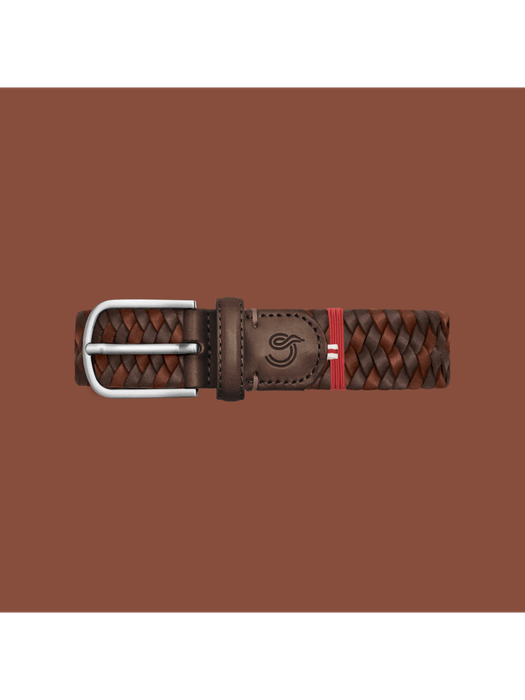 Bruin en camel geweven riem Bologna La Boucle