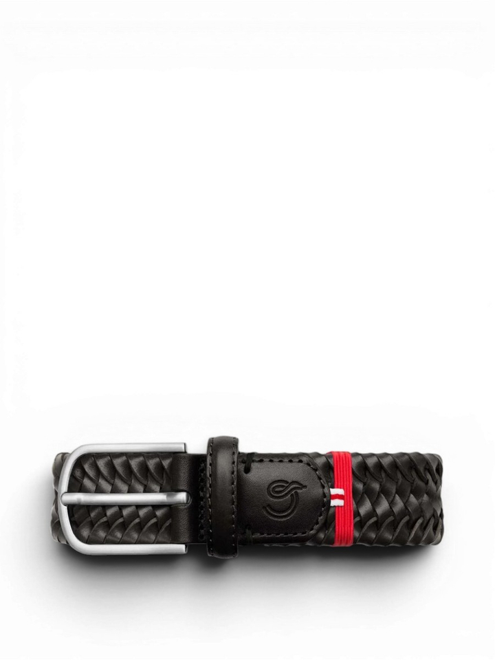 Zwarte lederen geweven riem Milano La Boucle