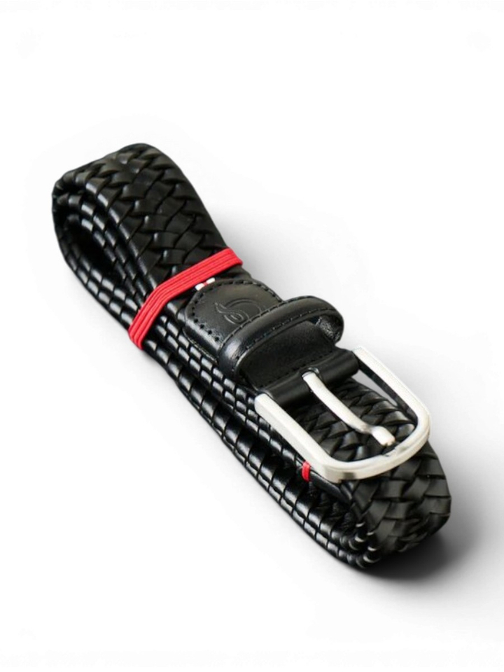 Zwarte lederen geweven riem Milano La Boucle