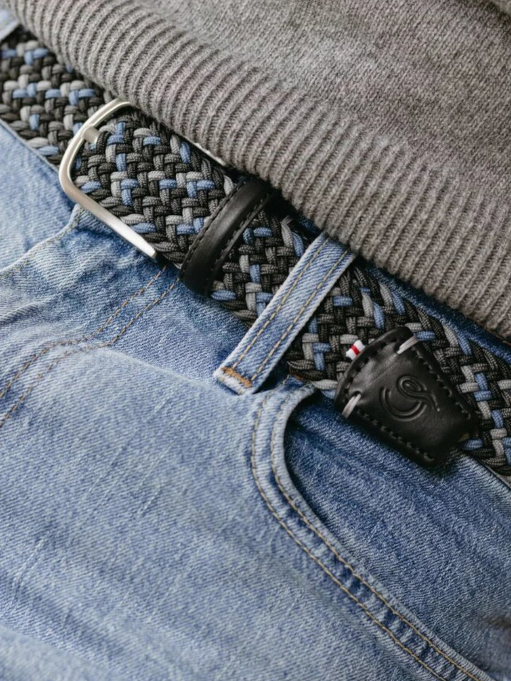 Donkerblauw en lichtblauw geweven riem Brooklyn La Boucle