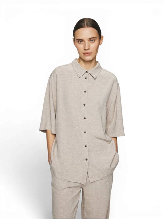 Beige linnen hemd Viana Ginia MSCH