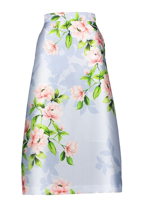 Blauwe lange rok met bloemenprint Pencil/Aline Lunatica