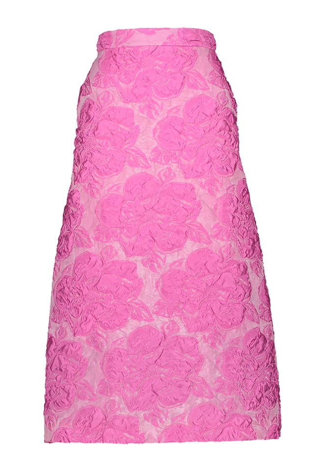Fuchsia lange rok met bloemen structuur Pencil/Aline Lunatica 
