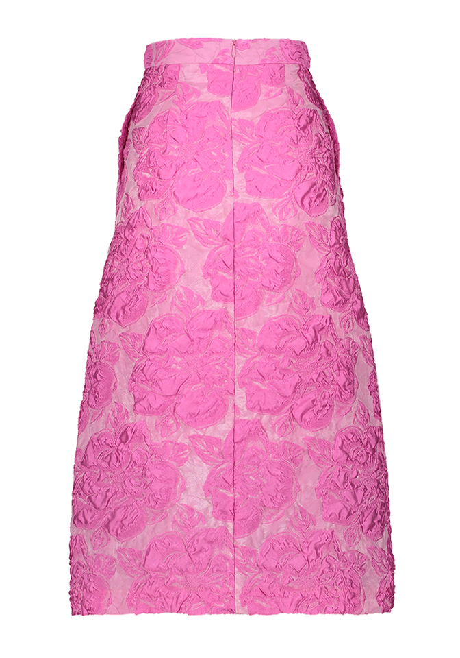 Fuchsia lange rok met bloemen structuur Pencil/Aline Lunatica 