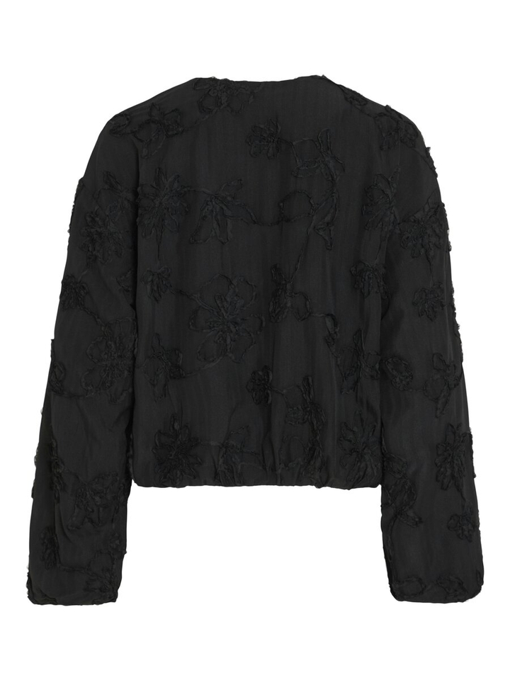 Zwarte bomber jacket met broderie Vihulda Vila