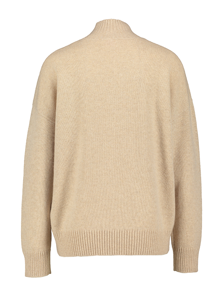 Beige trui in kasjmier met roze hart From Future