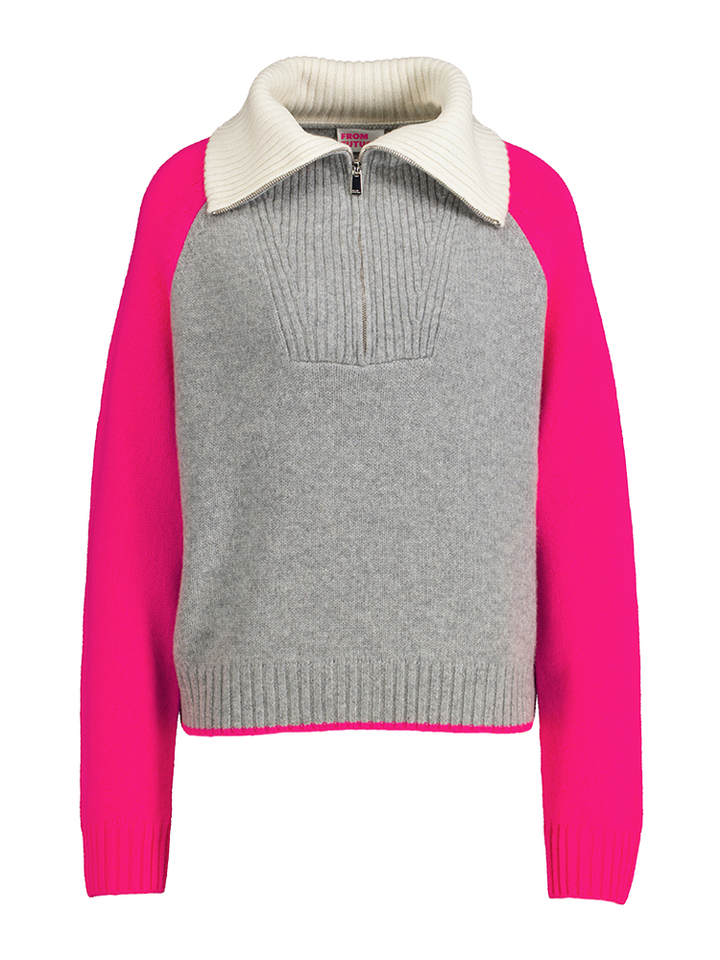 Donkergrijze cachemire trui met color blocking From Future