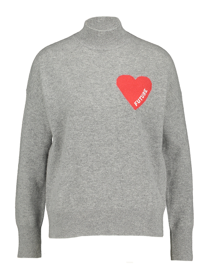 Donkergrijze cachemire trui met hart From Future 