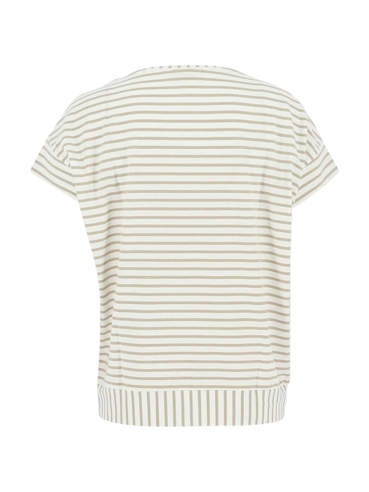 Witte T-shirt met beige strepen Signe Nature 