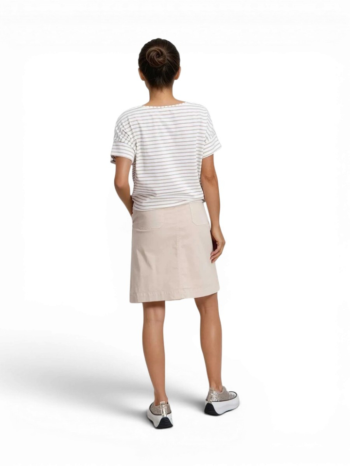 Witte T-shirt met beige strepen Signe Nature 