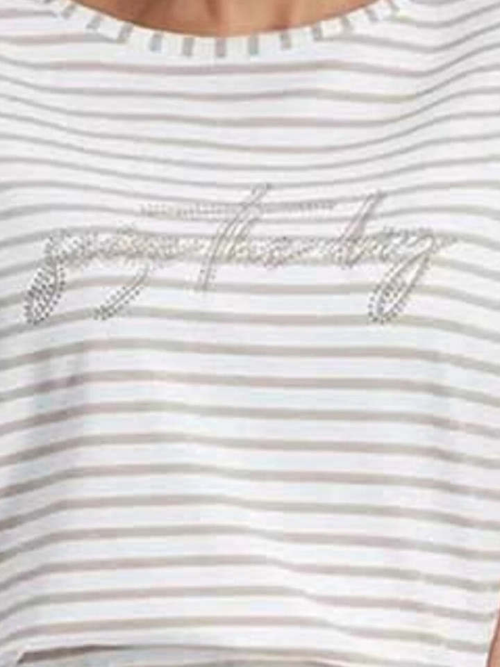 Witte T-shirt met beige strepen Signe Nature 
