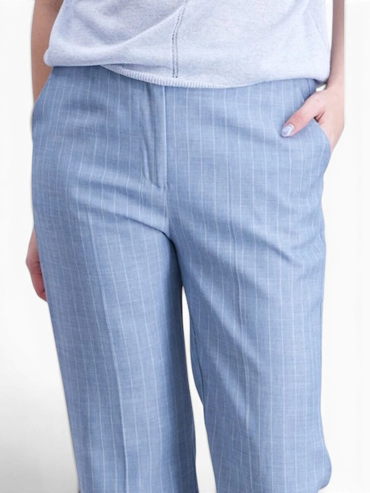 Blauwe krijtstreep broek Signe Nature