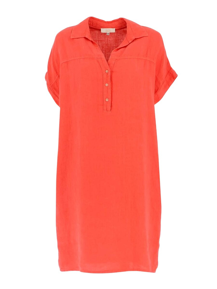 Koraal kleurige linnen jurk Signe Nature