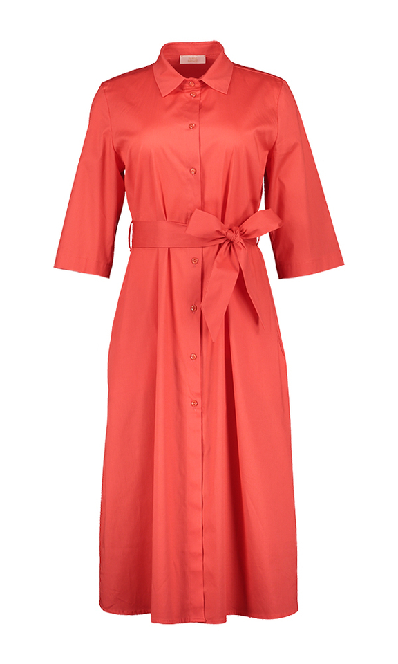 Koraal kleurige katoenen maxi-jurk Signe Nature