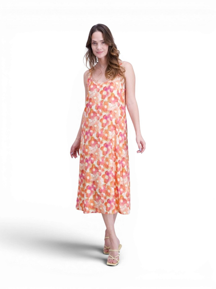 Mouwloze midi jurk in bloemenprint Signe Nature