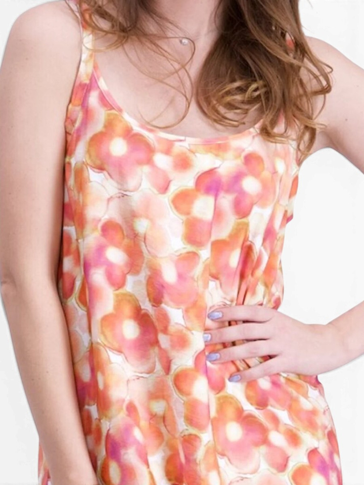 Mouwloze midi jurk in bloemenprint Signe Nature