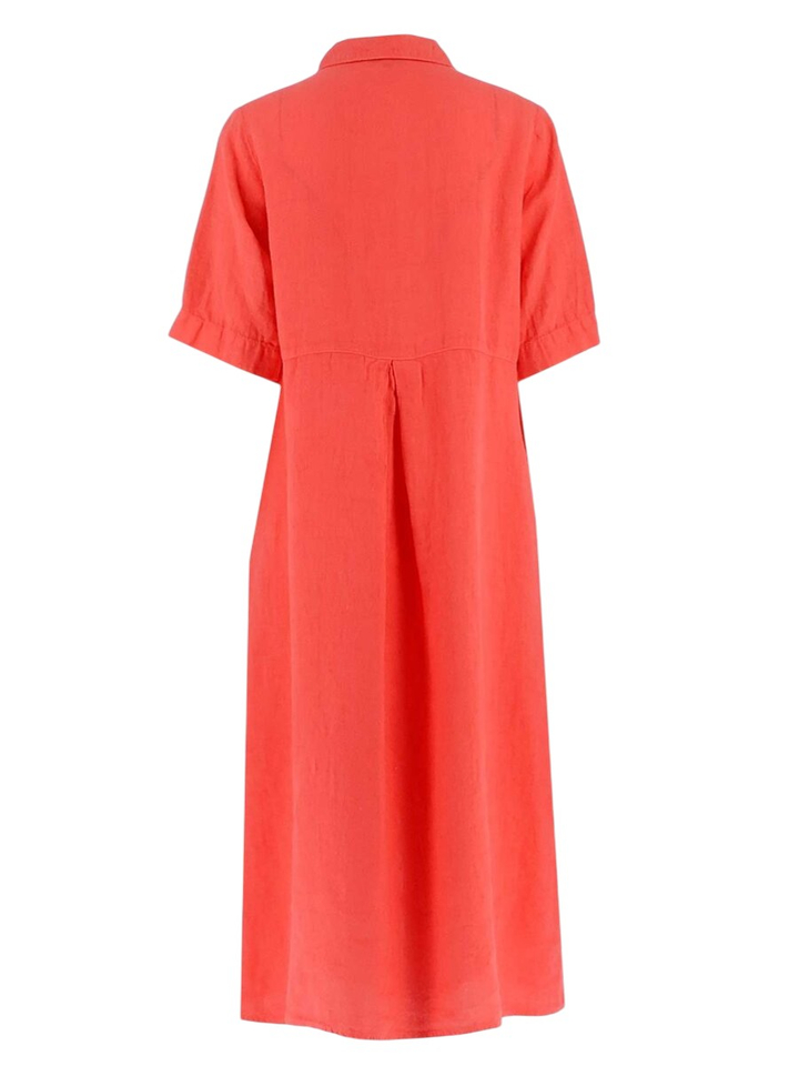 Koraal kleurig linnen kleed Signe Nature