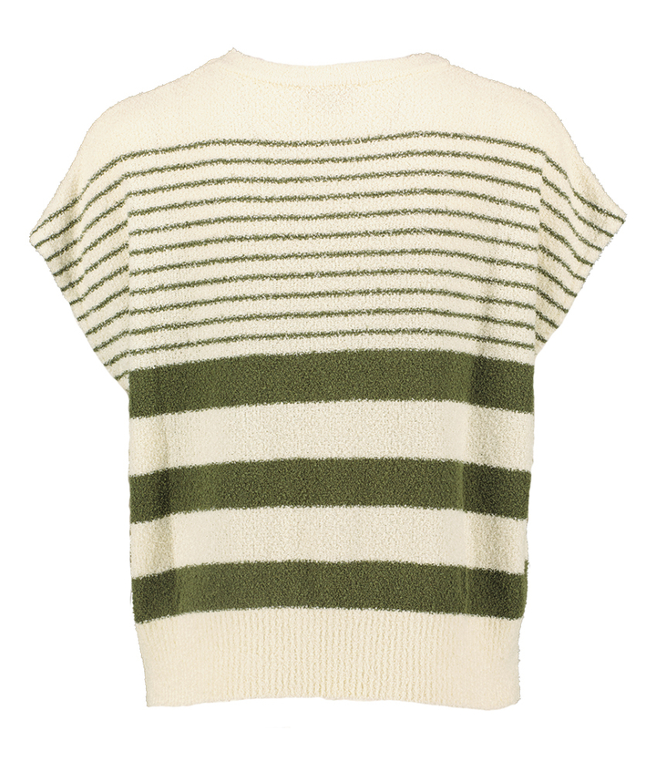 Beige trui met groene strepen in structuur Signe Nature 