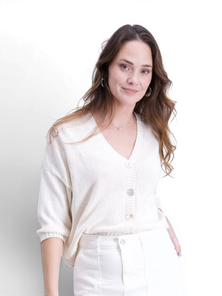 Ecru gilet met knopen Signe Nature