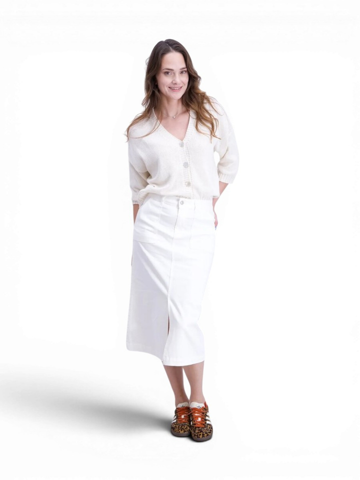 Ecru gilet met knopen Signe Nature