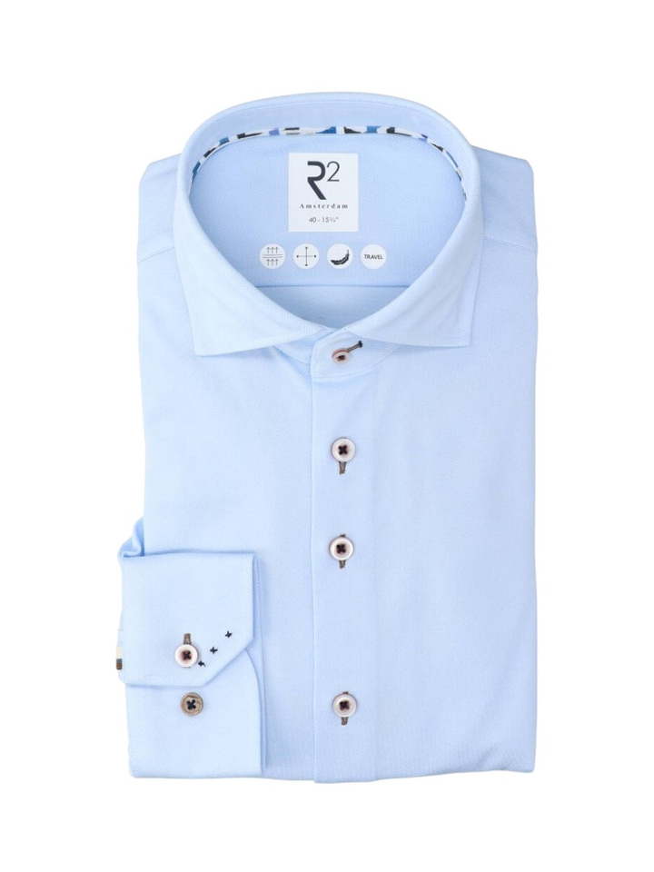 Light blue katoenen hemd (regular fit) met lange mouwen R2