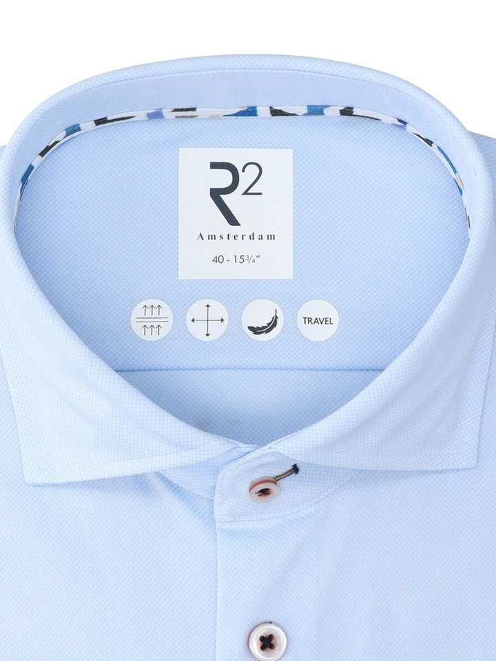 Light blue katoenen hemd (regular fit) met lange mouwen R2