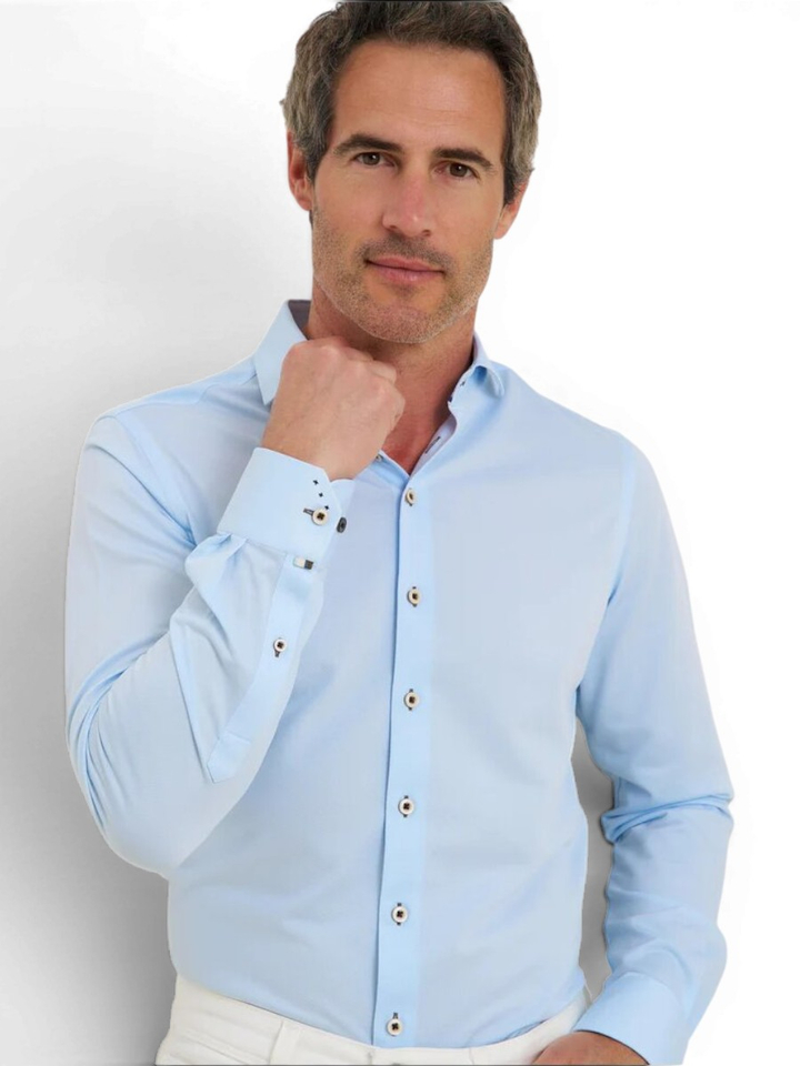 Light blue katoenen hemd (regular fit) met lange mouwen R2
