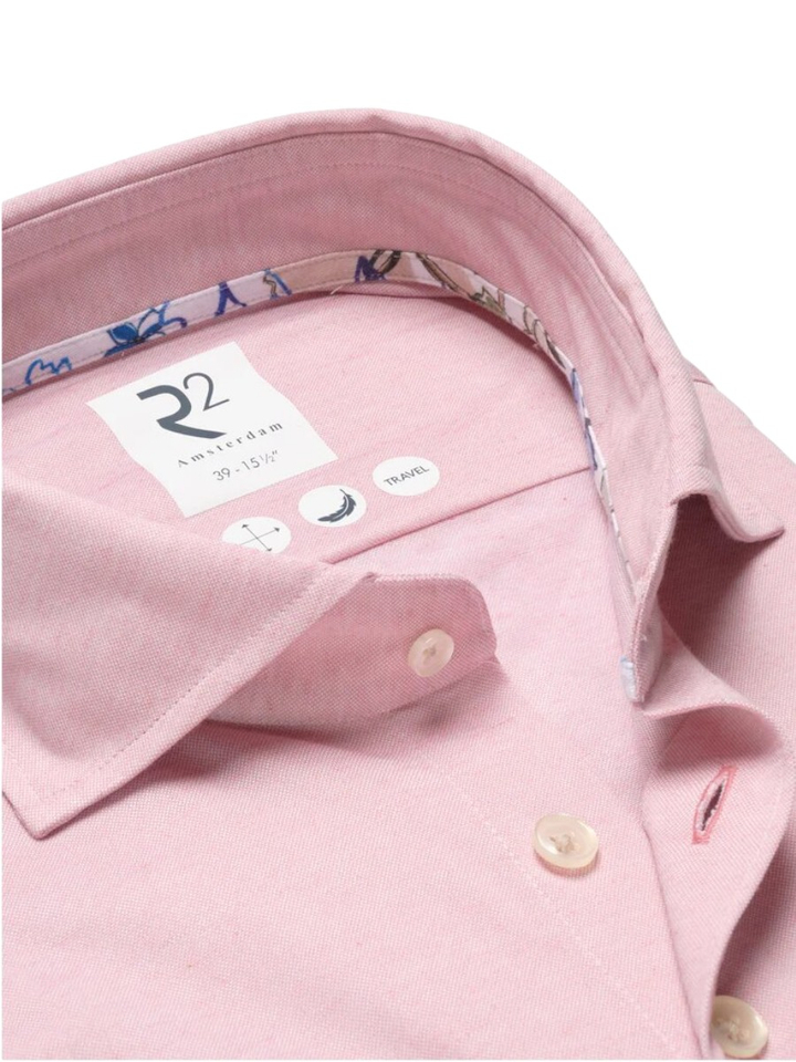 Coral katoenen hemd (regular fit) met lange mouwen R2