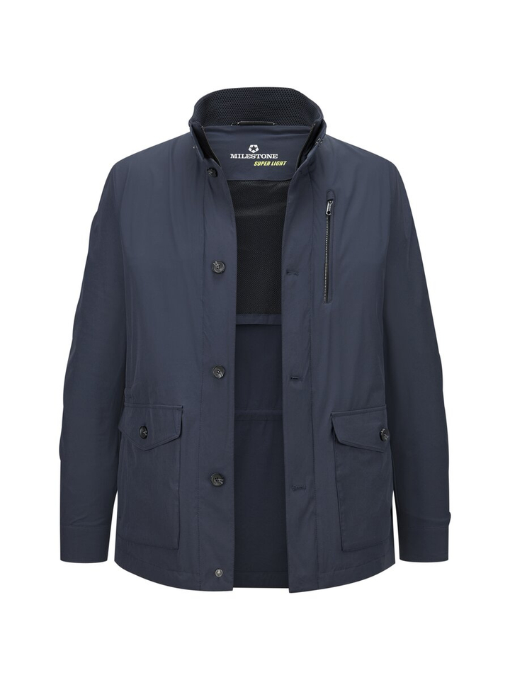 Blauwe jas rechtopstaande kraag Harlow Milestone