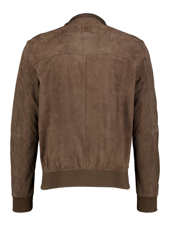 Bruine suede jas met rits Milestone