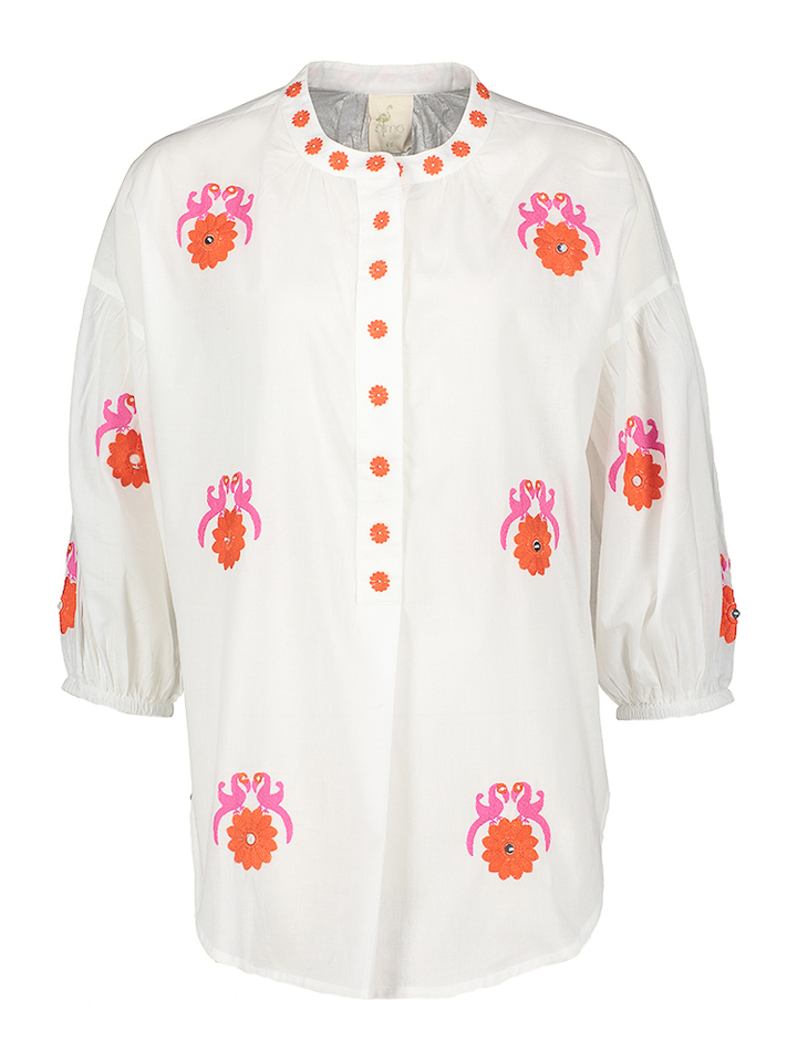 Witte blouse met print Sassafras Nimo With Love