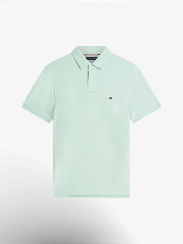 Pastel groene polo met piqué structuur Tommy
