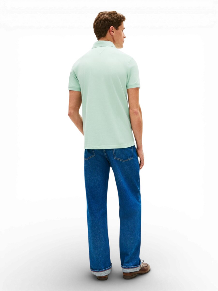 Pastel groene polo met piqué structuur Tommy